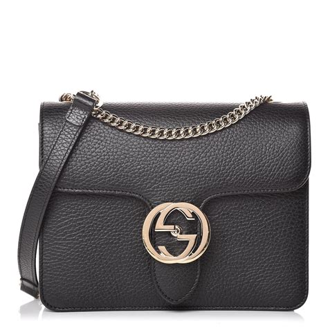 gucci dollar calfskin interlocking shoulder bag black|Gucci Dollar Interlocking GG Shoulder Bag Small Black .